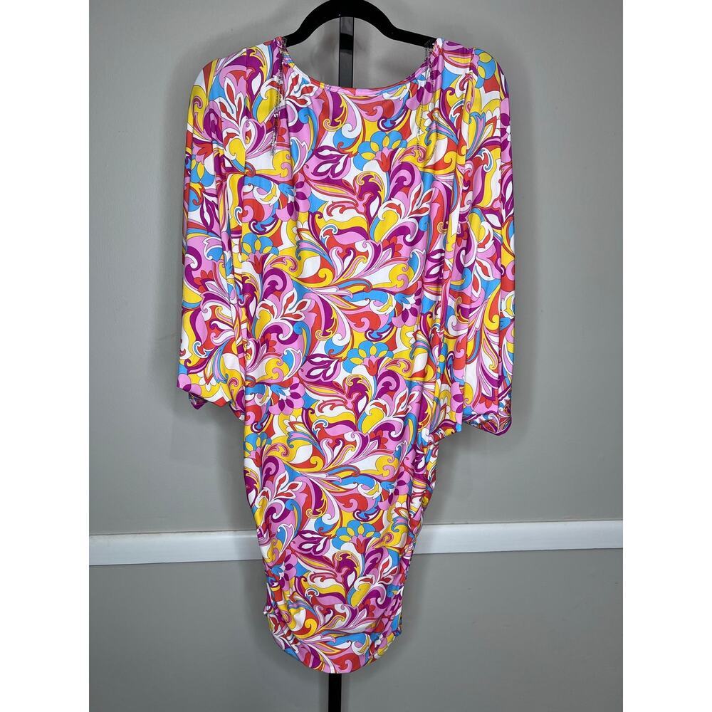 Carmen Marc Valvo Swim Cover-Up Dress XS NWT Colorful Paisley Print - Picture 2 of 5